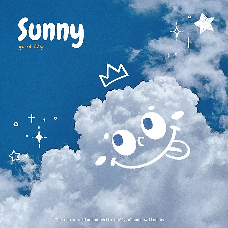 风景蓝天白云卡通生活分享记录模板