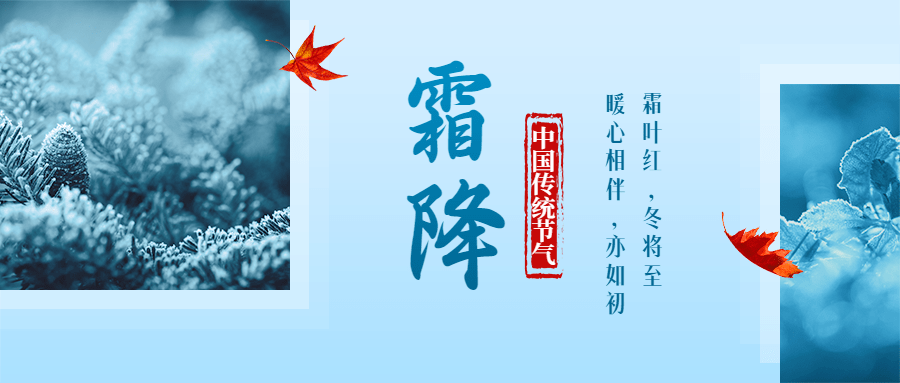 霜降节气祝福冰霜入冬实景公众号首图预览效果