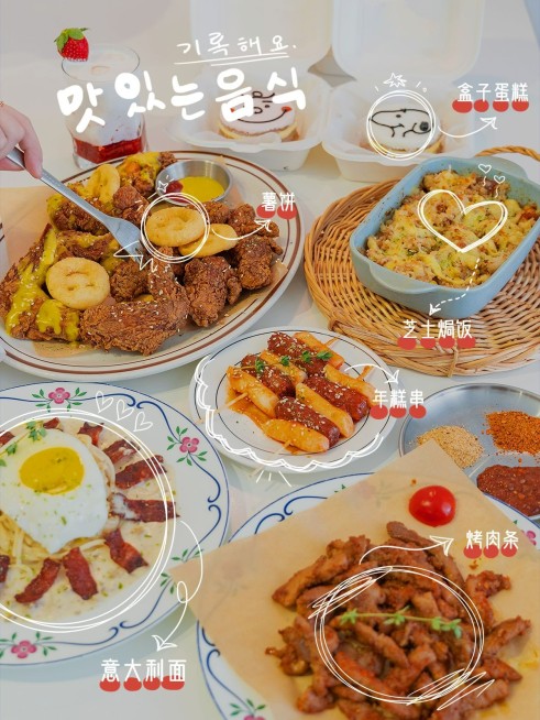 探店美食菜品标记涂鸦风plog模板预览效果
