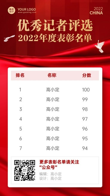 政务媒体中国记者节评选表彰红金政务风手机海报预览效果