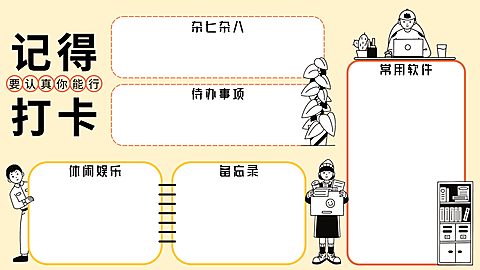 可爱插画打工人电脑分区壁纸