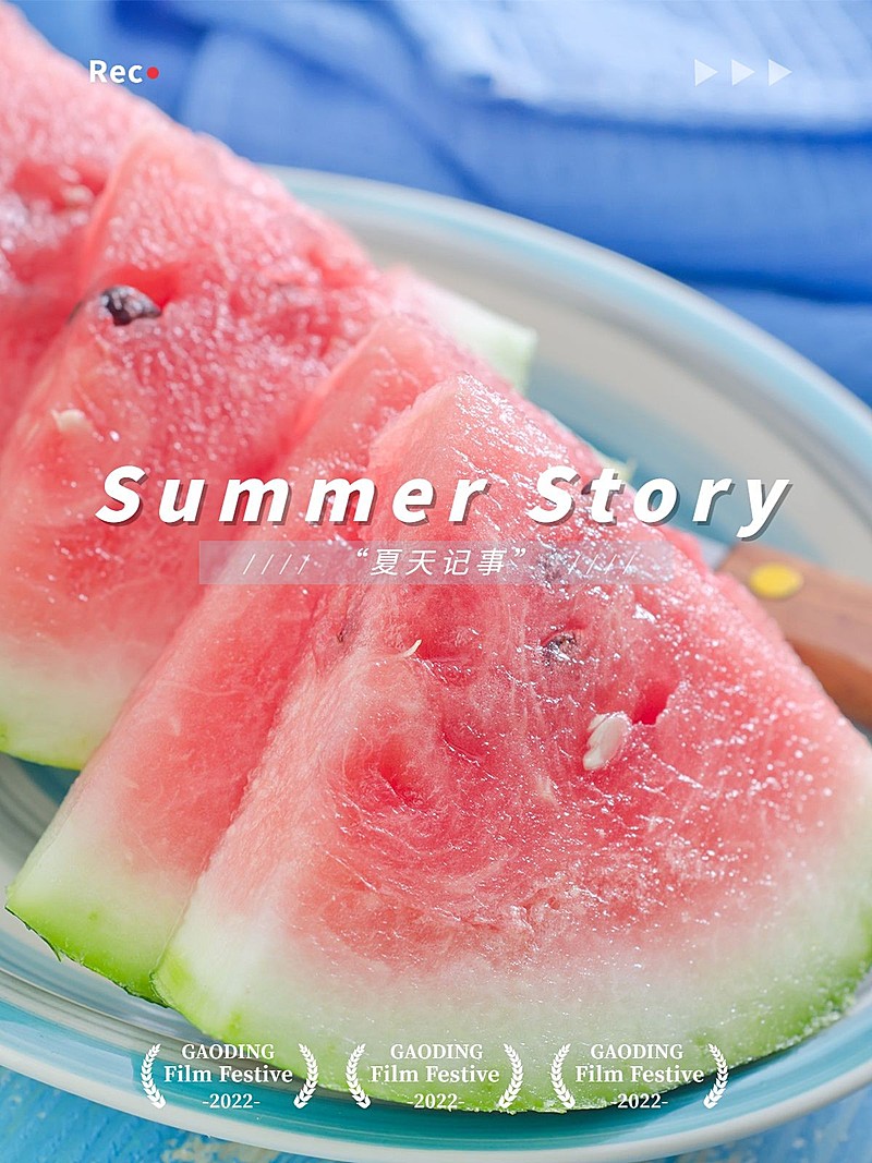 夏天晒照西瓜美食简约风plog模板