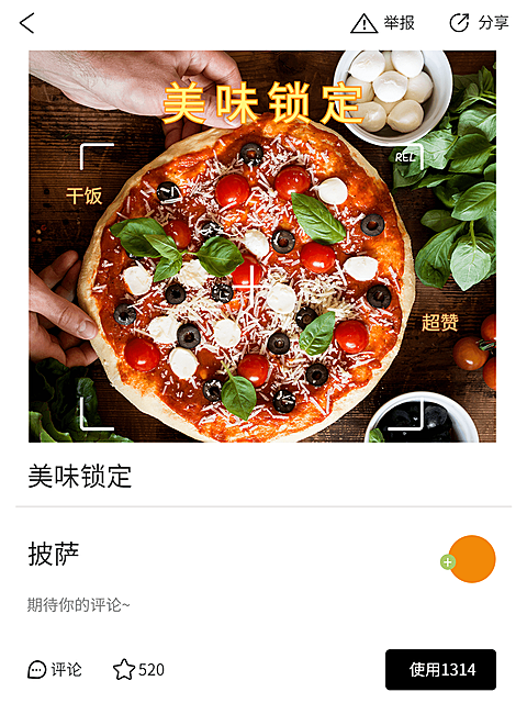 美食分享披萨界面风plog模板