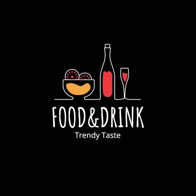 Hand Painted Style Wine Bottle Element Restaurant Bar Food and Drink Logo