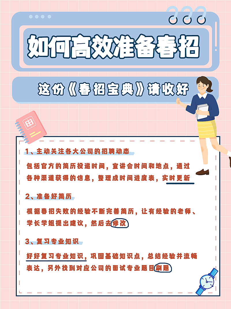 卡通春招求职攻略小红书封面配图