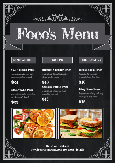Restaurant Light Food Menu