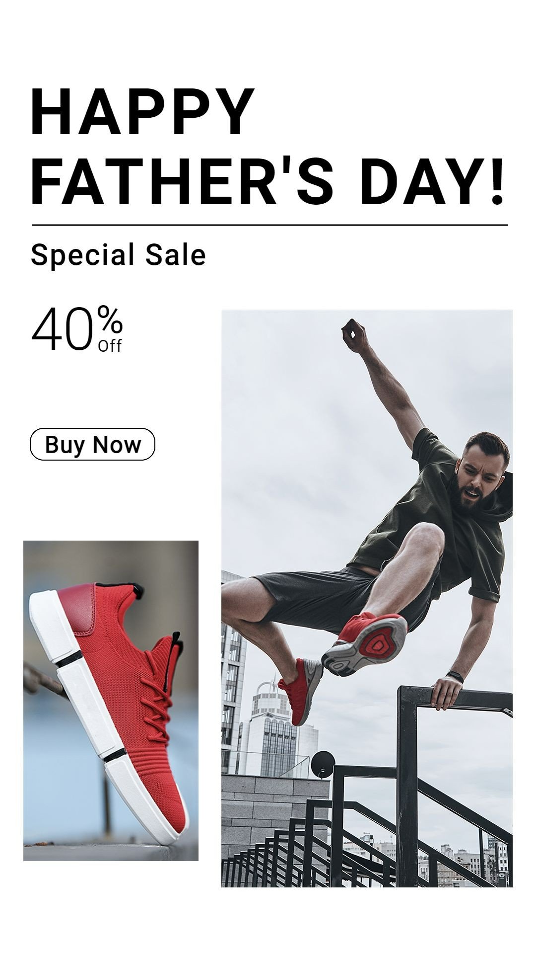 Father's Day Men's Sports Shoes Sneakers Discount Sale Promo Ecommerce Story预览效果