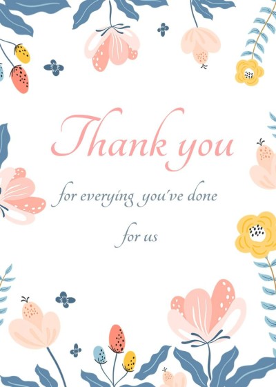 Fresh Hand Painted Plants Surround Decorate Thank family Card