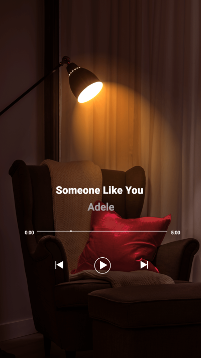 Lighting Sofa Scene Music player interface simulation Instagram story