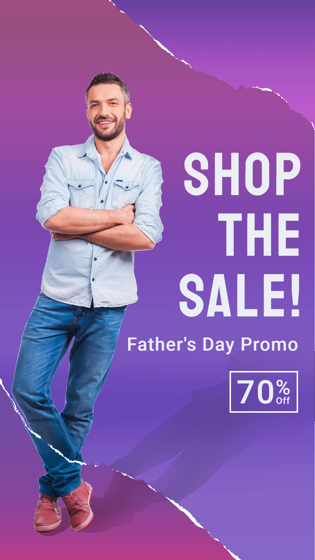 Paper Tear Father's Day Men's Clothing Fashion Discount Sale Promo Ecommerce Story