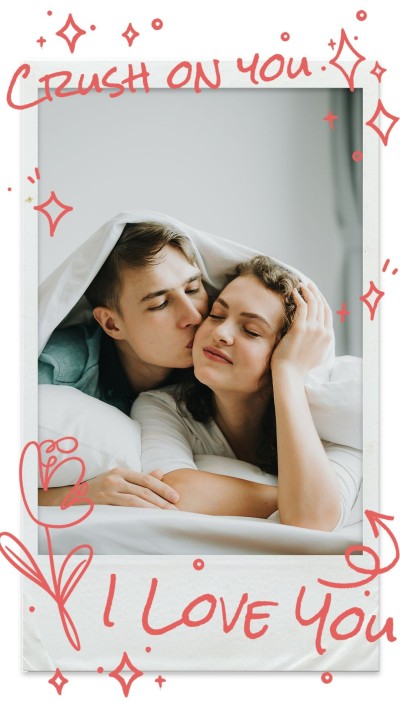 Polaroid style Graffiti Flowers Decorate Couple Instagram story