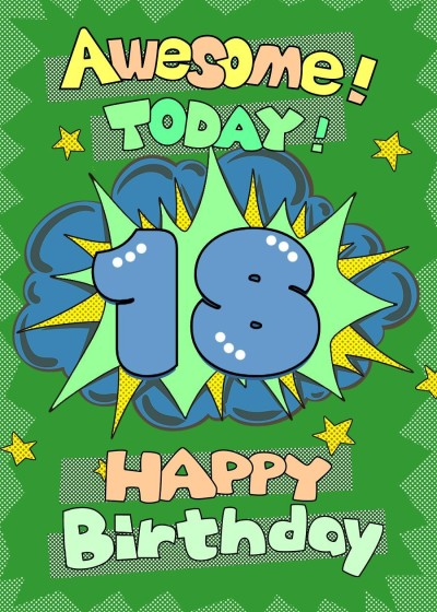 Cartoon Green Explosion Box Pattern Birthday card