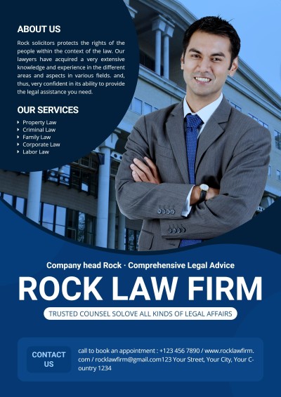 Commercial Blue Color Block Law Firm Legal Services Business Flyer