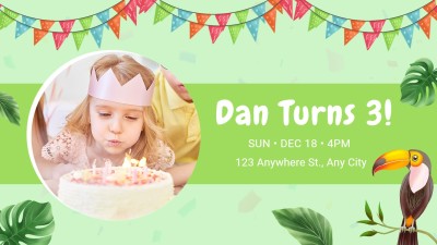 Cartoon Bird Pattern Decorate Birthday Party Facebook Event Cover