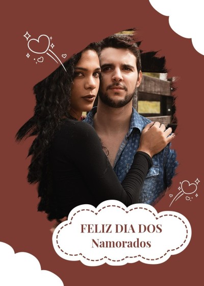 Retro Hand Painted Cloud Frame Dia dos namorados Card