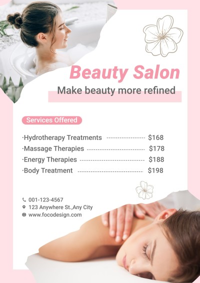 Fresh Pink Rectangle Pattern Decorate Beauty SPA Salon Advertising Flyer