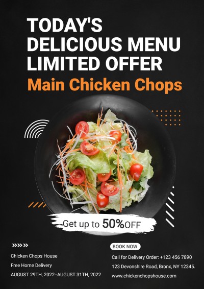 Simple Brush Pattern Salad Promotion Food Flyer