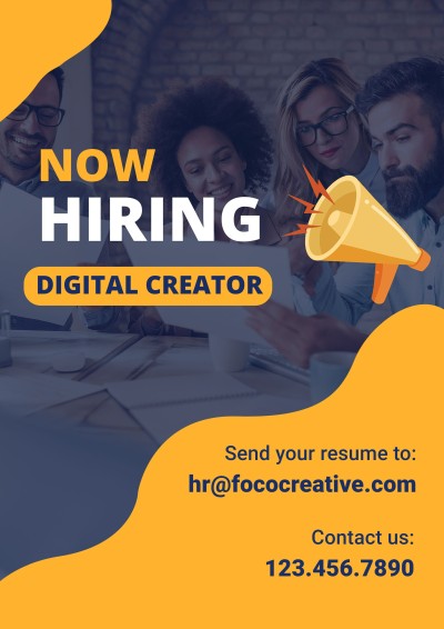 Simple Orange Color Block Pattern Digital Creator Hiring LinkedIn Post