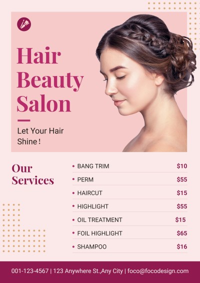 Fashion Hair Beauty Salon Advertising Flyer