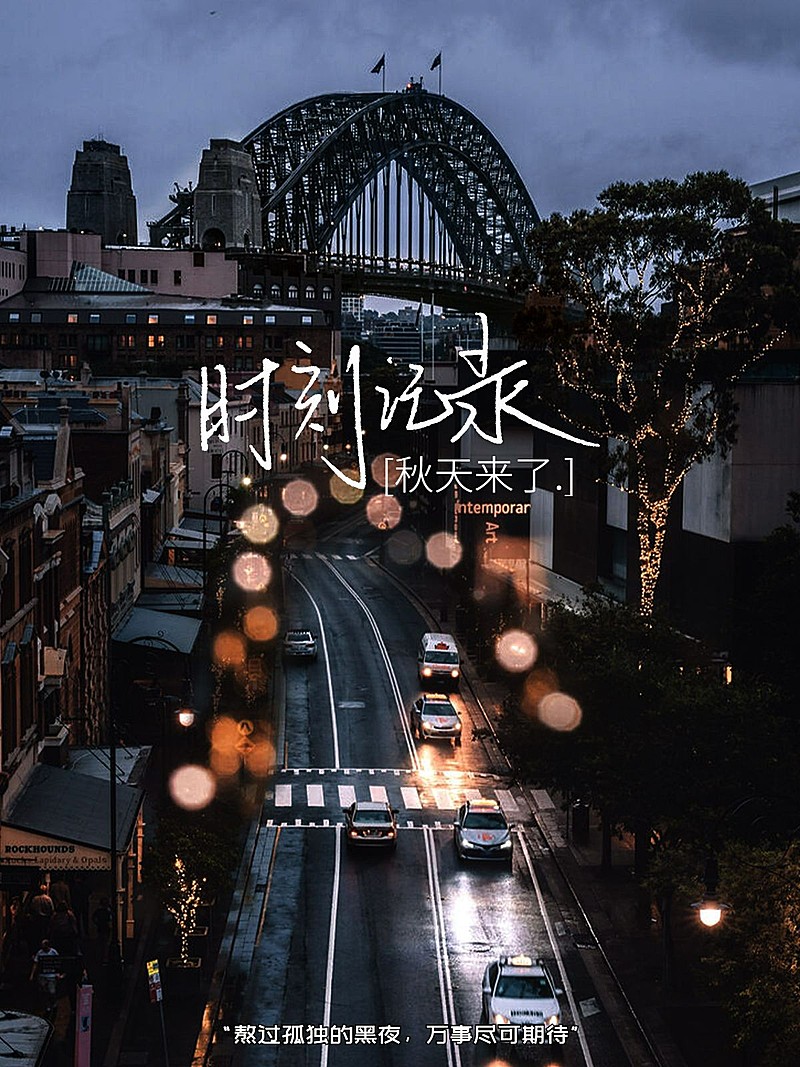 立秋晒风景夜晚街道简约风plog模板