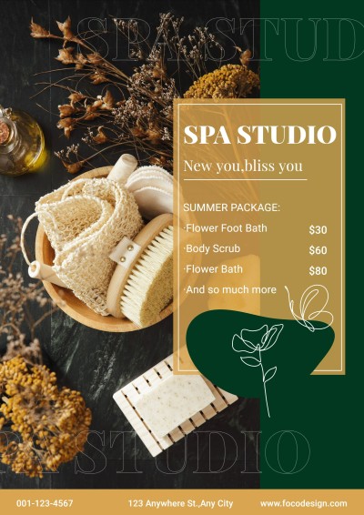Literary Hand Painted Flowers Decorate Beauty SPA Salon Advertising Flyer