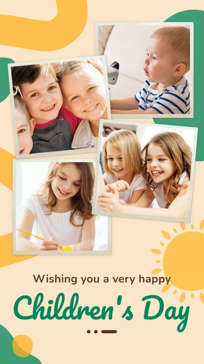 Simple Hand Painted Sun Pattern Brazil Children's Day Instagram Story