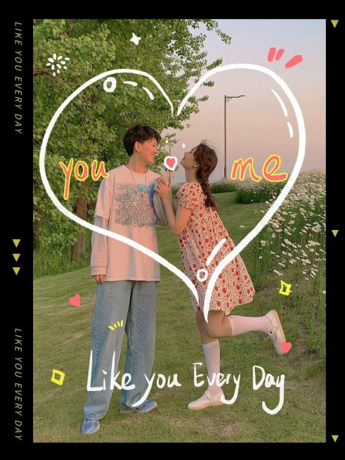 七夕情人节情侣晒照文艺风plog模板预览效果