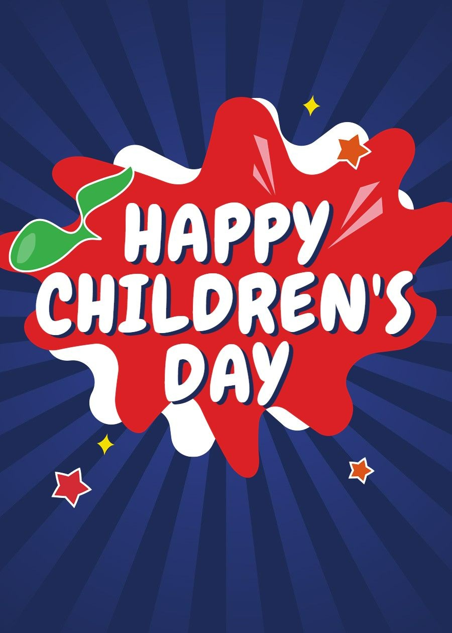 Simple Cartoon Radial Line Pattern Children's day Card