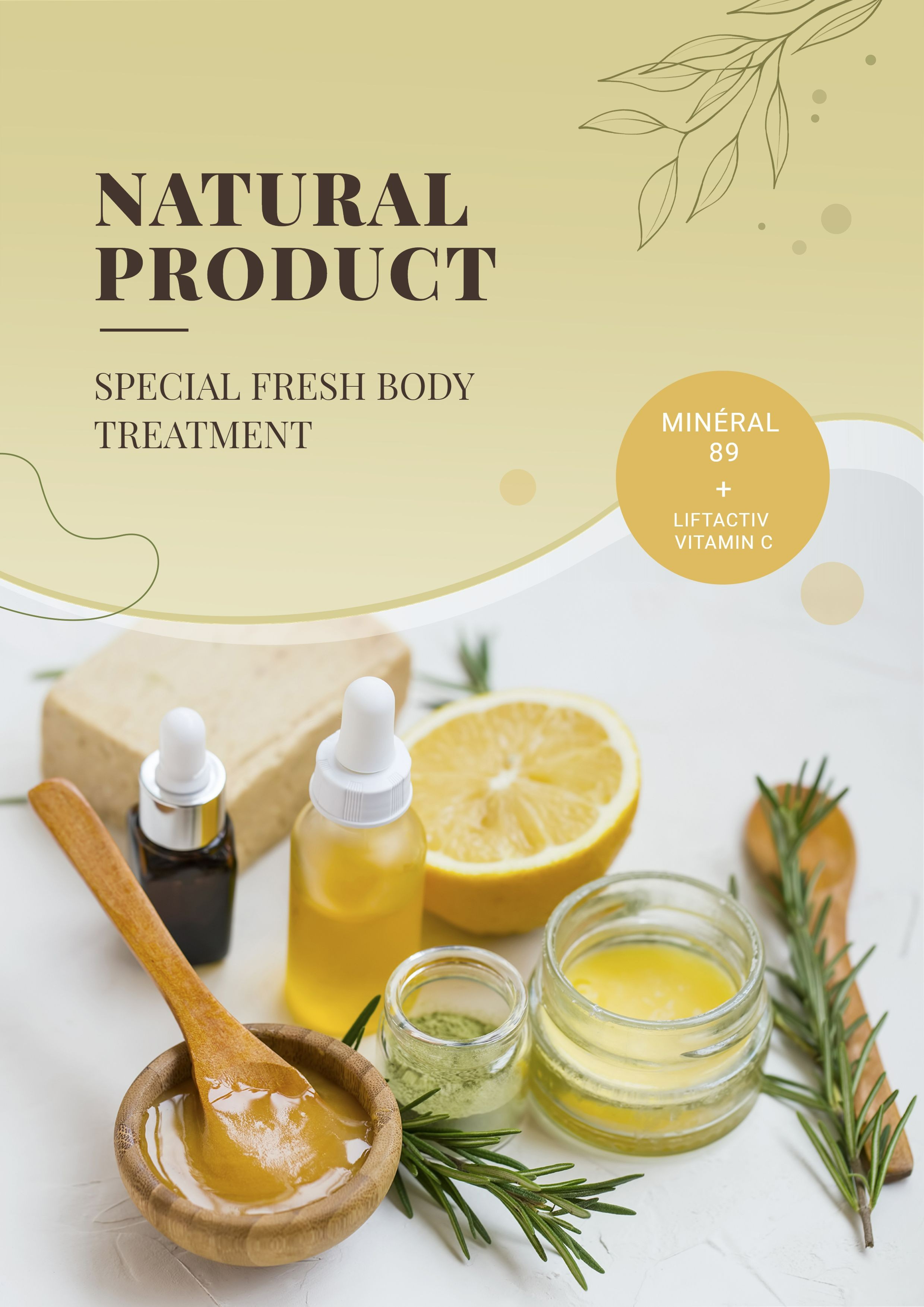 Natural Skincare Body Treatment Beauty Cosmetics Product Advertising Poster