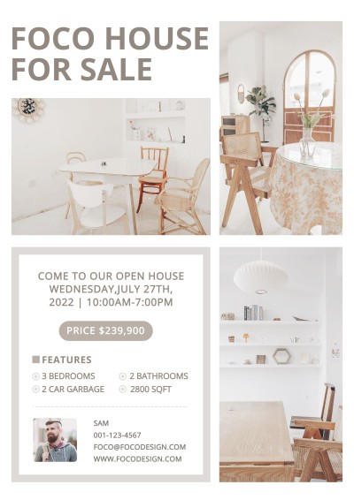 Simple Rectangle Frame House Listing for Sale Real Estate Flyer