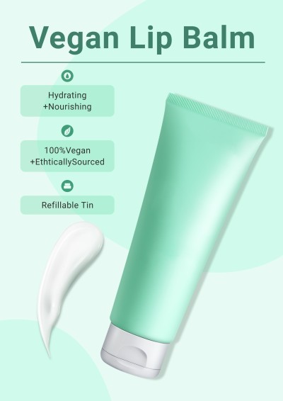 Vegan Material Lip Balm Beauty Skincare Cosmetics Product Advertising Poster