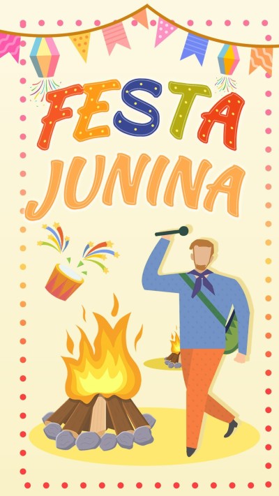 Hand Painted Flames Boy Celebration Scene Festa Junina Instagram story