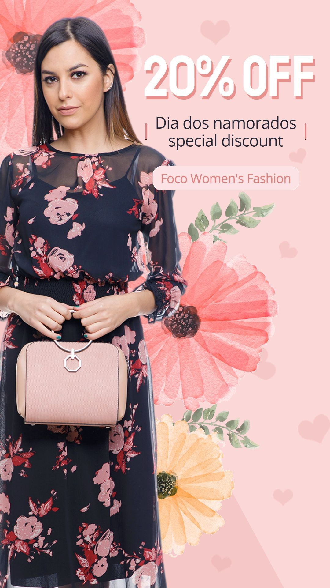 Brazil Valentine's Day Dia dos Namorados Floral Campaign Women's Fashion Discount Sale Promo Ecommerce Story预览效果
