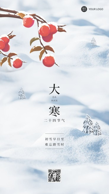 大寒节气祝福合成手机海报预览效果