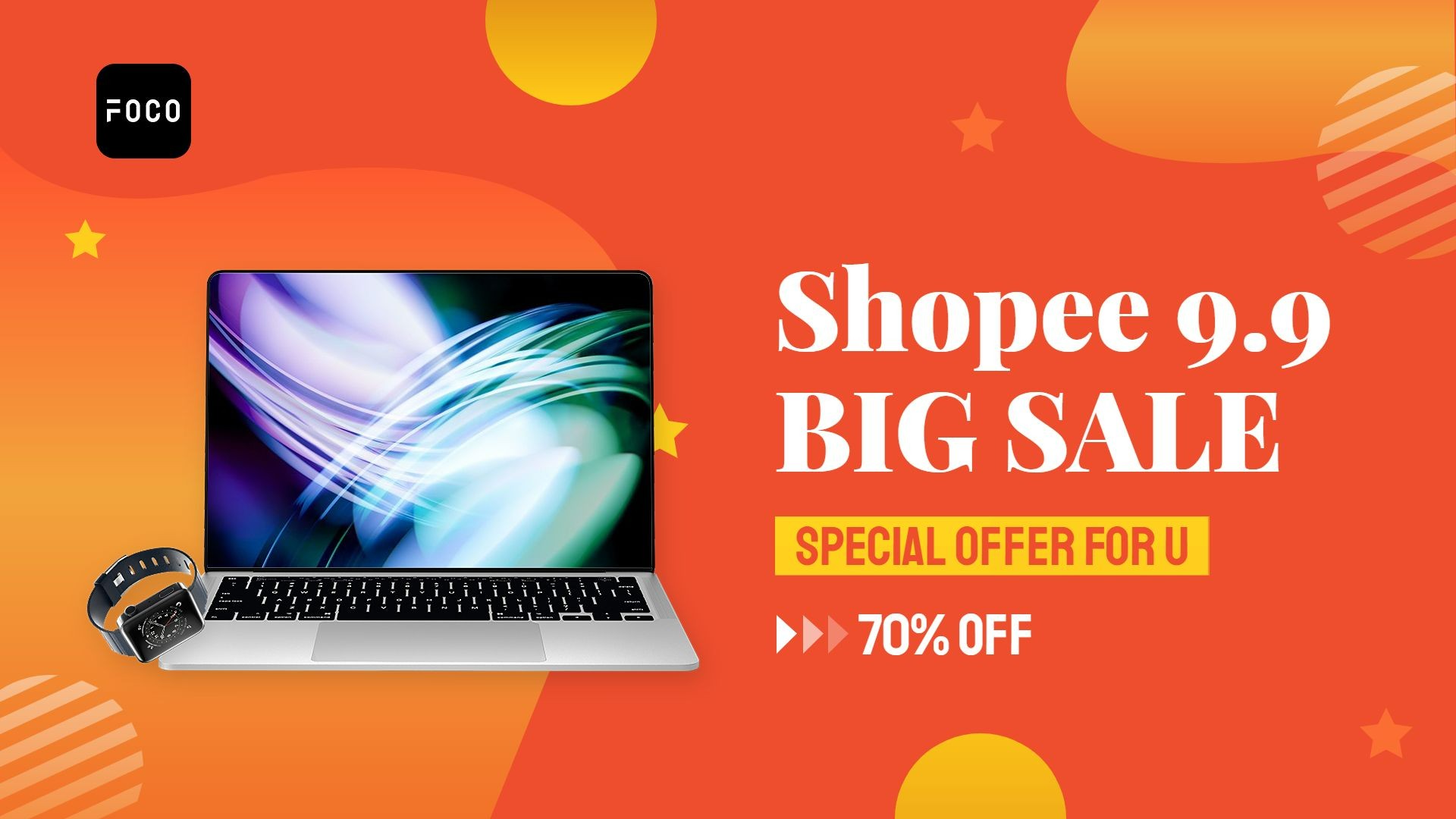 Shopee 9.9 Computer Laptop Smart Electronic Device Discount Sale Promo Ecommerce Banner预览效果
