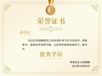企业员工表彰证书横版证书奖状