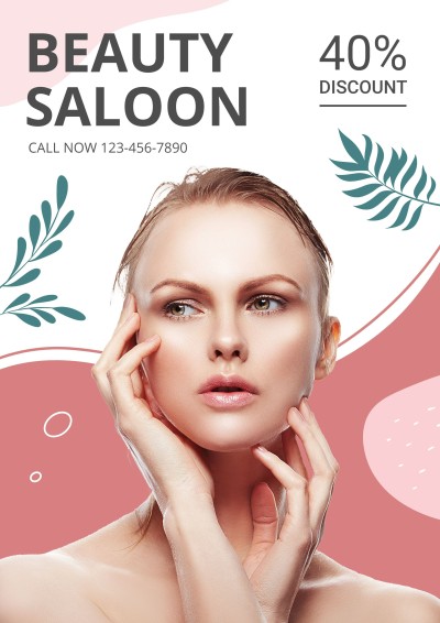 Literary Pink Color Block Beauty SPA Discount Promotion Advertising Poster
