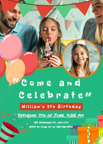 Cartoon Gift Box Decorate Birthday Invitation letter