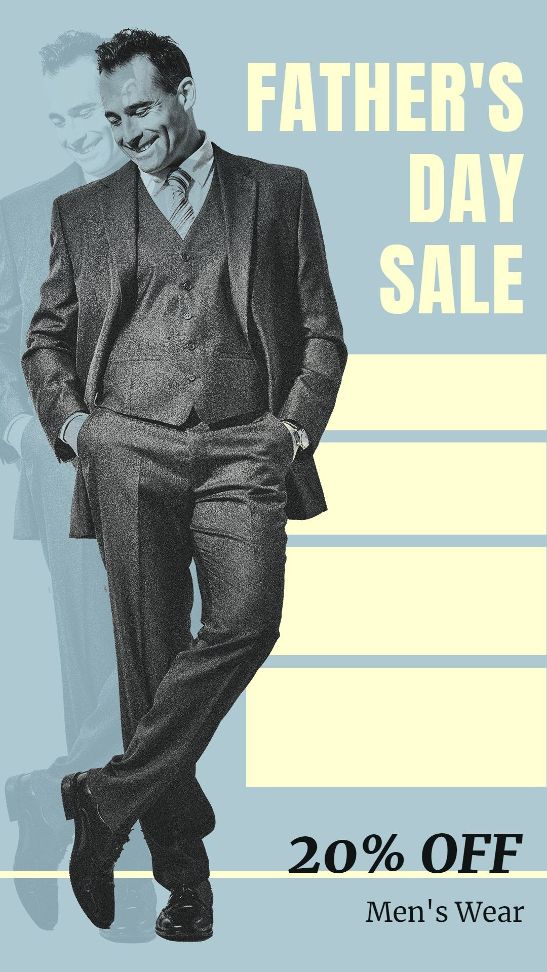 Rectangle Element Smile Man Father's Day Men's Suit Formal Wear Fashion Discount Sale Promo Ecommerce Story预览效果