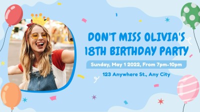 Cartoon Ballon Decorate Birthday Party Facebook Event Cover