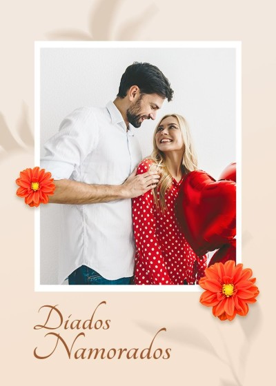 Fresh Flowers Decorate Dia dos namorados Smile Couple Card