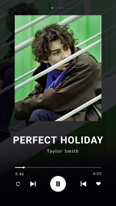 Music player interface simulation Sitting Boy Instagram story
