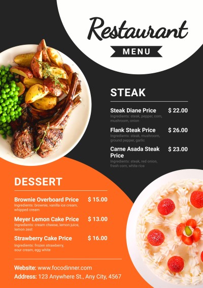 Simple White Lines Element Restaurant Food Menu