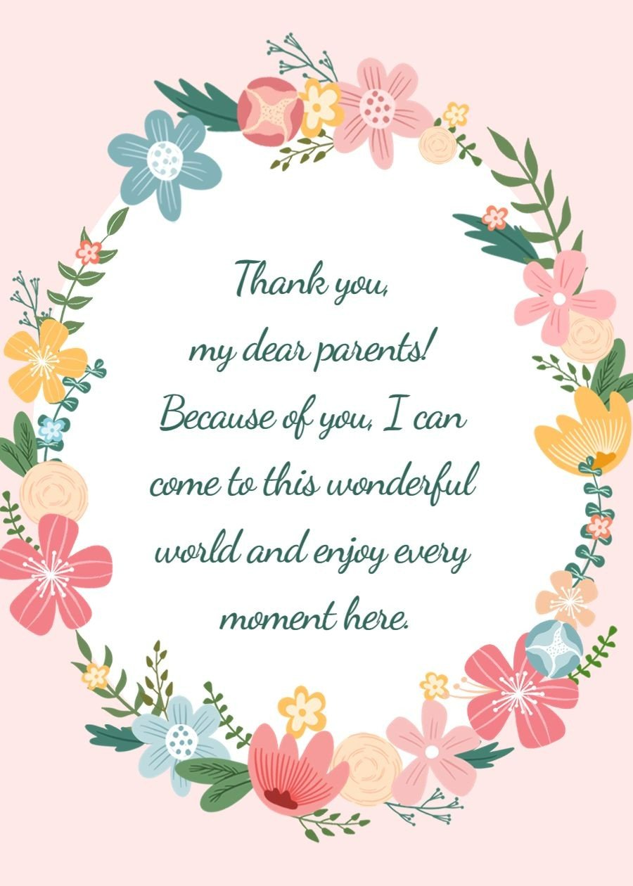Simple Hand Paintd Plants Frame Thank family Card