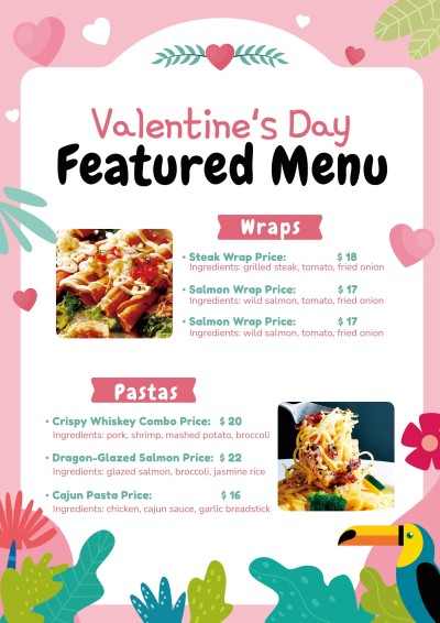 Cartoon Green Leaves Decorate Brazil Restaurant Promotion Food Menu