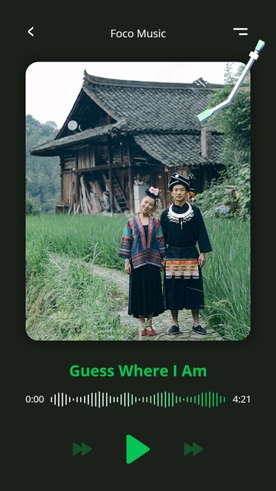 Simple Natural Scene Illustration Music player interface simulation Instagram story