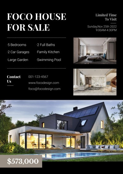 Simple Dotted Line Decorate House Listing for Sale Real Estate Flyer