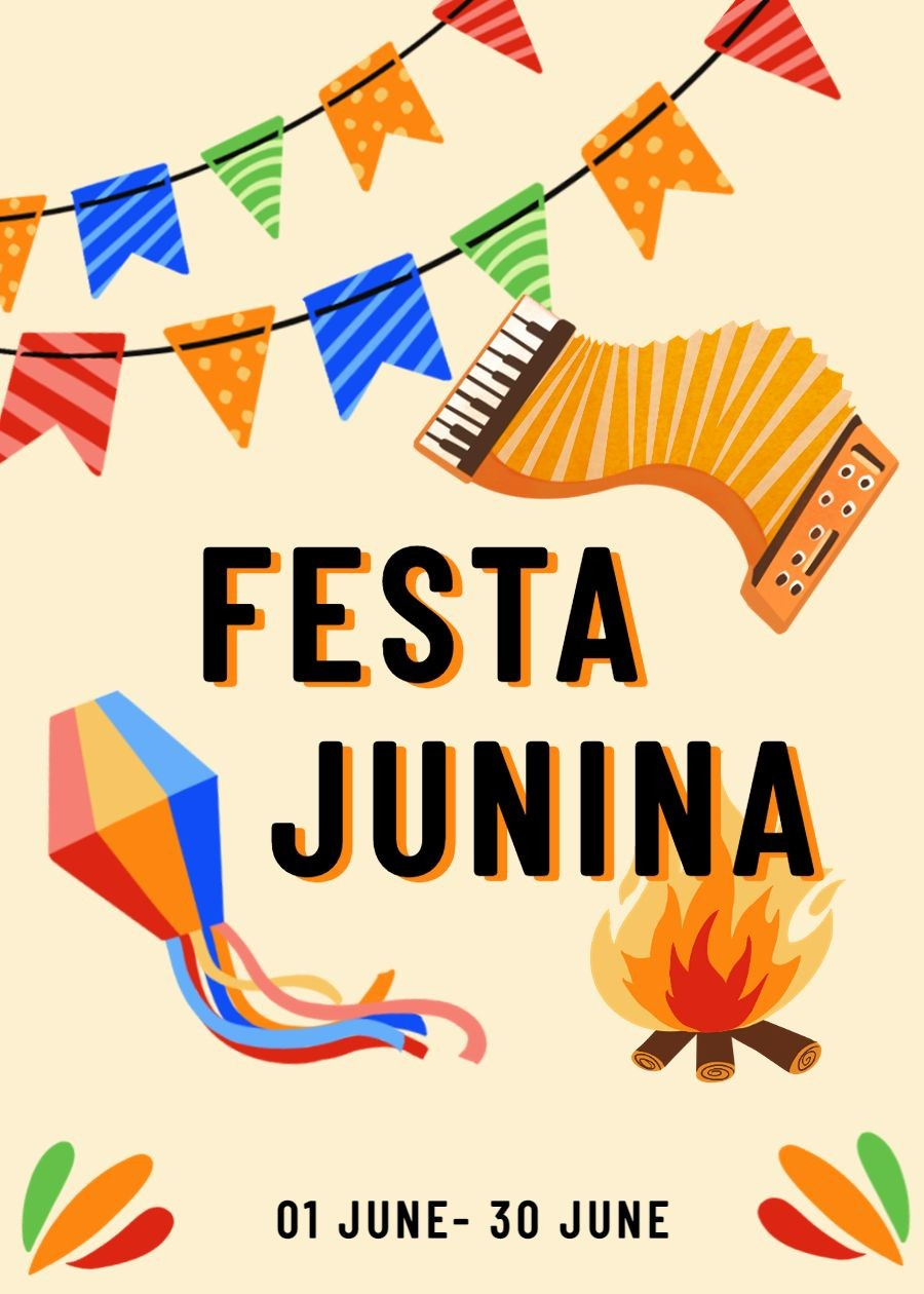 Hand Painted Colorful Flags Celebration Festa Junina Card