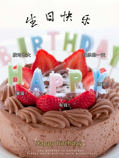 生日蛋糕生日祝福简约风plog模板