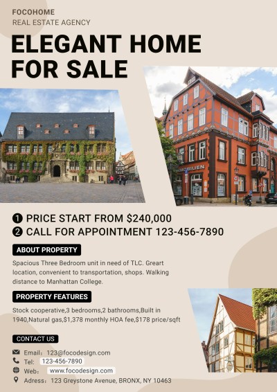 Commercial Elegant House Listing for Sale Real Estate Flyer